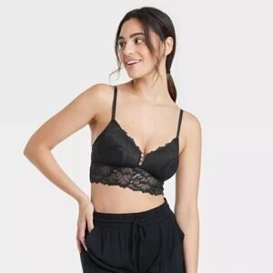 Auden Lace/Crochet Pullover Padded Bralette Black